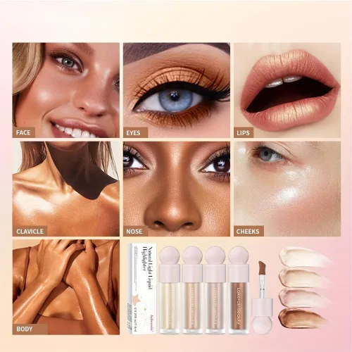 Vista 4 de GECOMO Liquid Contour Beauty Wand iluminador facial bronceador en barra de maquillaje, acabado húmedo, textura suave y sedosa hidratante, 0.25 onzas