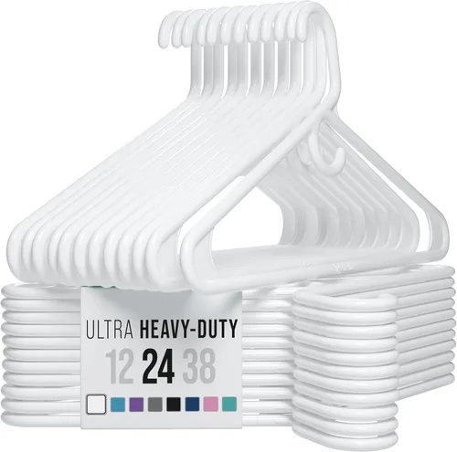 Vista 10 de NEATERIZE Perchas de ropa de plástico ultra resistentes - Aqua - Percha duradera para abrigos, trajes y ropa. Perchas De Ropa (Paquete de 12 - Aqua)