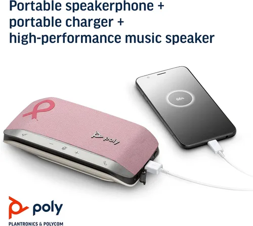 Vista 5 de Poly Sincronización de 20 USB-A Rosa Personal Bluetooth Smart Speakerphone (Plantronics) - Conéctate al teléfono celular a través de Bluetooth