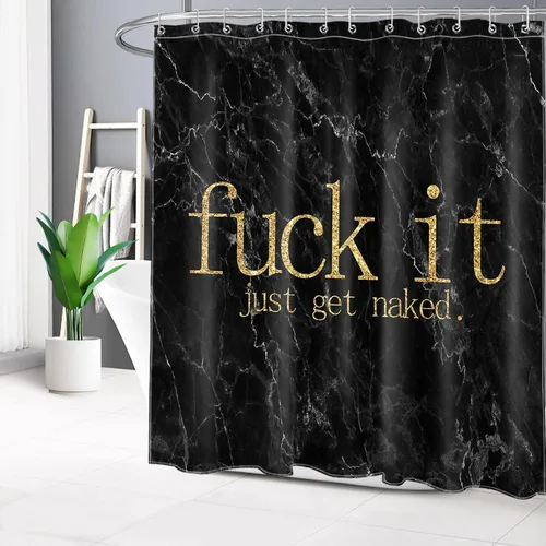 Vista 30 de LB Fuck It Get Naked - Cortina de ducha pequeña de 48 x 68 pulgadas, forro de cortina de ducha en blanco y negro, cortina de ducha estrecha