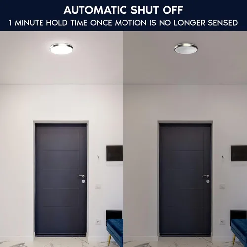 Vista 4 de LUXRITE Lámpara de techo LED con sensor de movimiento, 11 pulgadas, 5CCT seleccionable 2700K 3000K 3500K 4000K 5000K, tiempo de espera de 60s, 16W