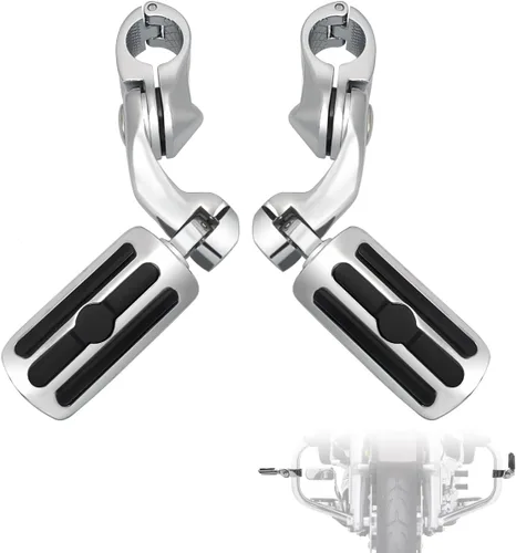 Vista 10 de FOVPLUE Estriberas de carretera de 1.25 pulgadas, clavijas ajustables en ángulo largo con soportes para Harley Touring Street Glide Electra Glide