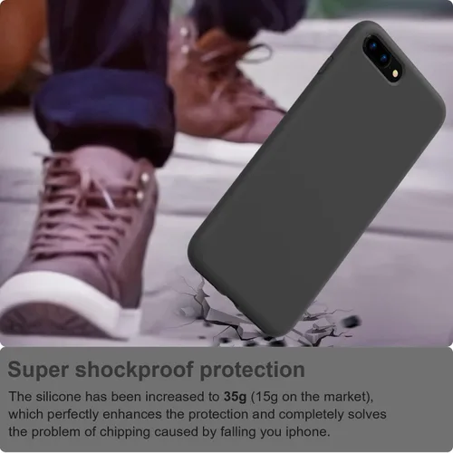 Vista 6 de Vooii Funda compatible con iPhone 8 Plus, iPhone 7 Plus, protección de goma de gel de silicona suave, forro de microfibra, carcasa rígida a prueba