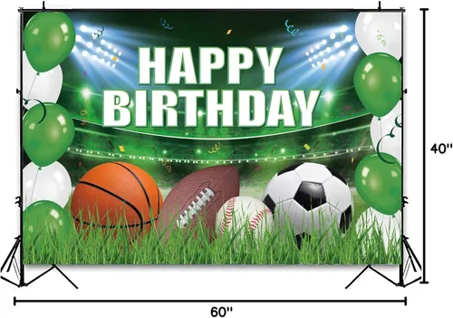 Vista 7 de Xigejob Suministros para fiestas de cumpleaños con temática deportiva, decoración de pancarta de fondo para fiesta deportiva, fútbol, baloncesto