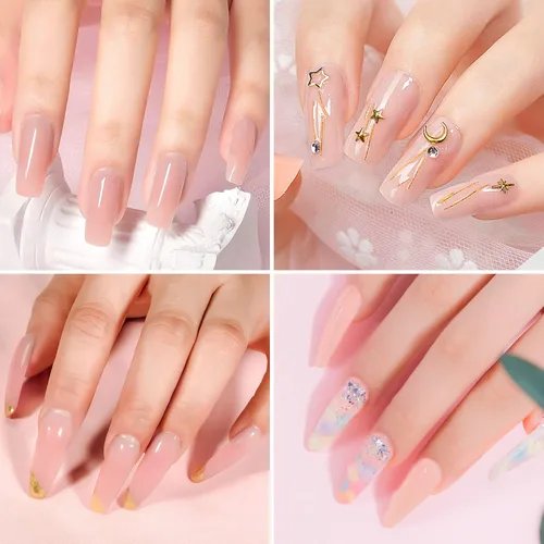 Vista 3 de ROSALIND Gel de uñas de poliéster rosa suave, gel de extensión de poliéster de 2.1 onzas líquidas para decoración de uñas, extensión engrosada