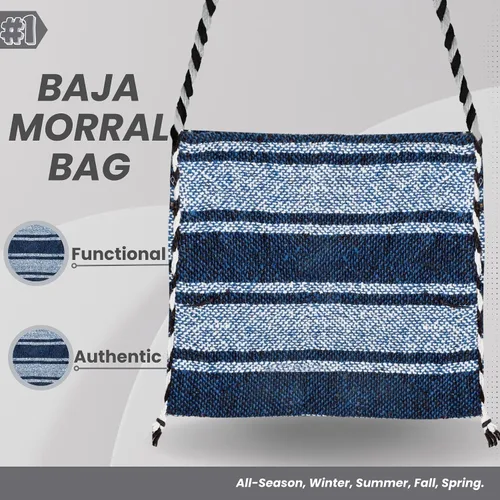 Vista 5 de Baja - Alfombra mexicana con capucha y bolsa de hombro incluida, Serape hippie cálido
