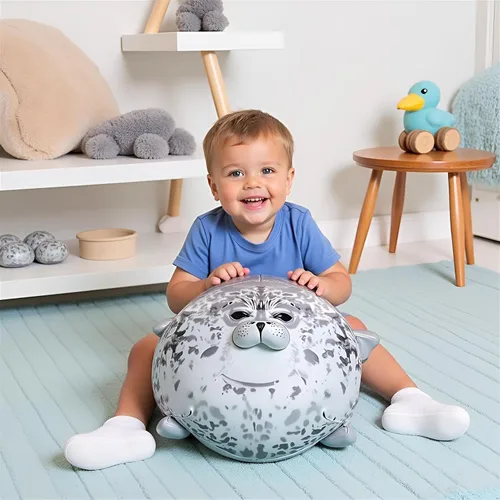 Vista 2 de Ryttir Animal de peluche grande de 24 pulgadas, diseño de focas suaves de peluche para dormitorio, divertidos regalos de San Valentín para mujeres