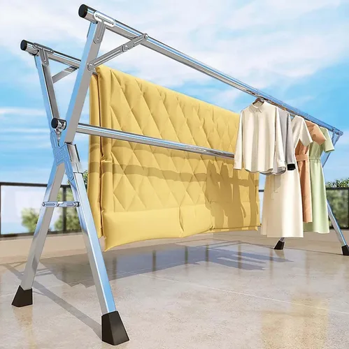 Vista 6 de This Heavy Duty Stainless Steel Clothes Drying Rack, Foldable Laundry Drying Rack, Free of Installation Adjustable Garment Rack, Portable Drying
