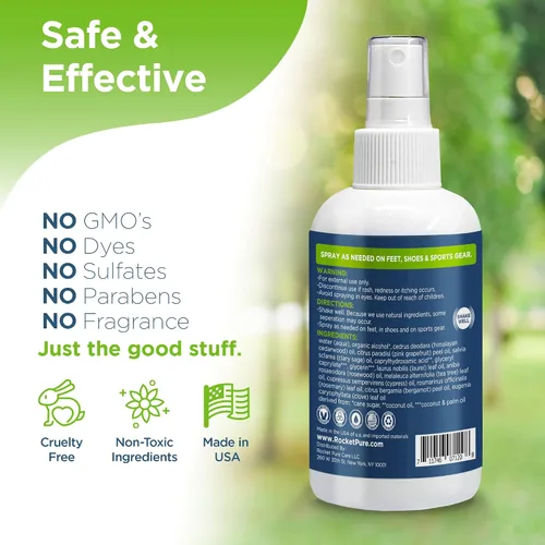 Vista 8 de Rocket Pure Spray desodorante natural para zapatos, espray eliminador de olores en aerosol para pies, desodorante en aerosol para zapatos, spray