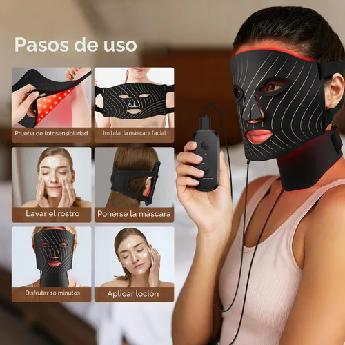 Vista 6 de Terapia de luz roja para cara, terapia de luz de máscara facial LED