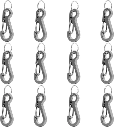 Vista 8 de Small Carabiner Clip Metal Spring Snap Hooks Mini Paracord Hanging Clips for Camera Strap, Flashlight, Key Chain