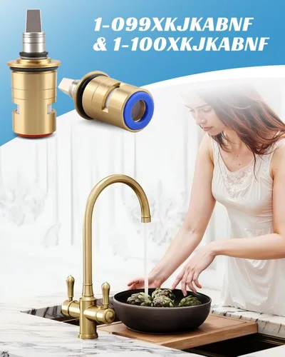 Vista 6 de Kit de cartucho de grifo de cerámica de 1/4 vueltas para agua fría y caliente Reemplazar 1-099XKJKABNF 1-100XKJKABNF Construcción duradera de latón