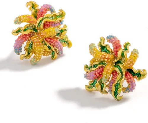Vista 4 de Pendientes de flores esmaltadasPendientes hechos a mano Nuevos pendientes 2021Pendientes Juicy, Esmalte