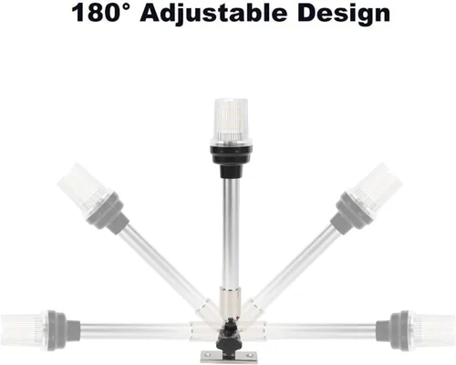 Vista 7 de Luz LED plegable de popa de barco de 12 pulgadas, IP66 impermeable, varilla de aluminio, 3 millas náuticas Bimini luces superiores, base de acero