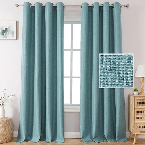 Vista 32 de H.VERSAILTEX Cortinas opacas de lino de 45 pulgadas de largo para dormitorio/sala de estar con aislamiento térmico con ojales, cortinas de lino
