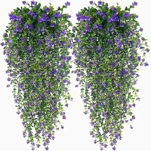 Vista 14 de Toprooms Plantas colgantes falsas, plantas colgantes artificiales, plantas falsas, hiedra sintética, enredadera, plantas colgantes de pared, estante
