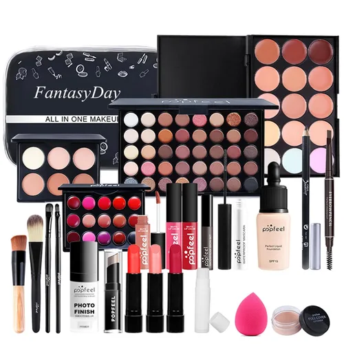 Vista 2 de FantasyDay - Juego de 15 piezas de maquillaje profesional, set de cosméticos de belleza básicos para principiantes, que incluye 15 correctores