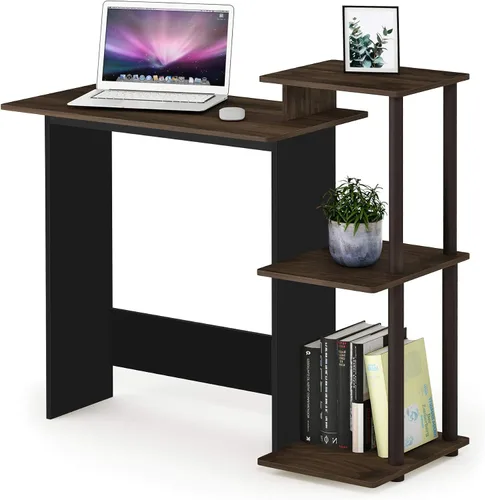 Vista 19 de Furinno EFFICIENT - Escritorio para juegos de 28.6 pulgadas de ancho con 3 estantes laterales abiertos, escritorio para computadora portátil