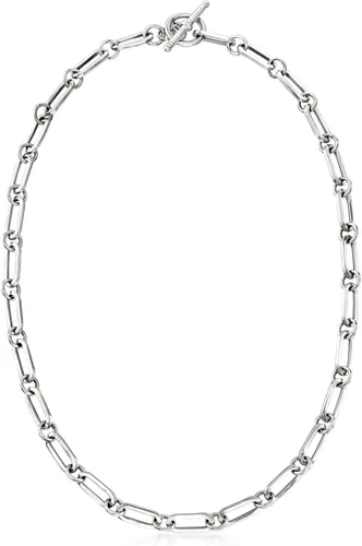 Vista 3 de Ross-Simons Italian Sterling Silver Paper Clip Link Toggle Necklace