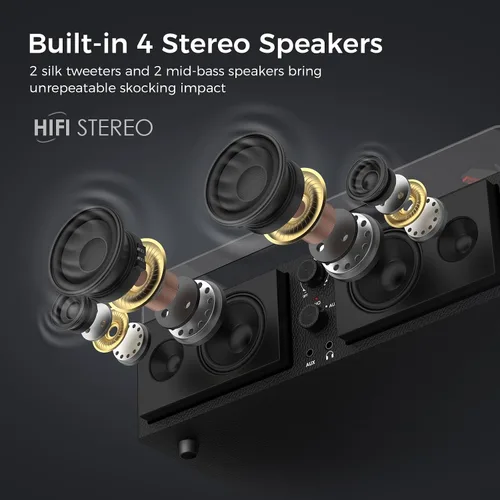 Vista 4 de Tocadiscos de vinilo Bluetooth, reproductor LP de 3 velocidades con altavoces, reproductor de discos retro para discos de vinilo, salida RCA AUX