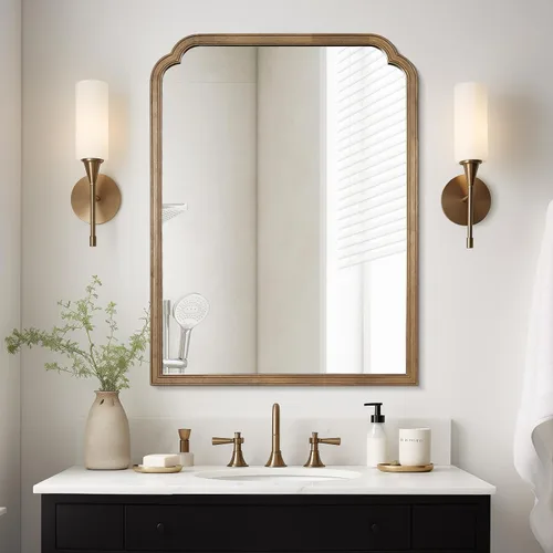 Vista 56 de Espejos de Baño de Madera para Montar en la Pared, 16" x 20" Marco de Madera Rústica Espejos de Pared Decorativos para Sala de Estar o Dormitorio