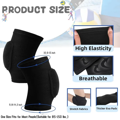 Vista 9 de Rodilleras de voleibol, mangas para brazos, calcetines y diadema de voleibol, 4 piezas, accesorios de voleibol, mangas para antebrazo para pasar