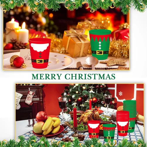 Vista 5 de Nuenen 24 vasos de Navidad reutilizables de 16 onzas para chocolate caliente, café, cerveza, helado, invierno, fiesta de Navidad, suministros