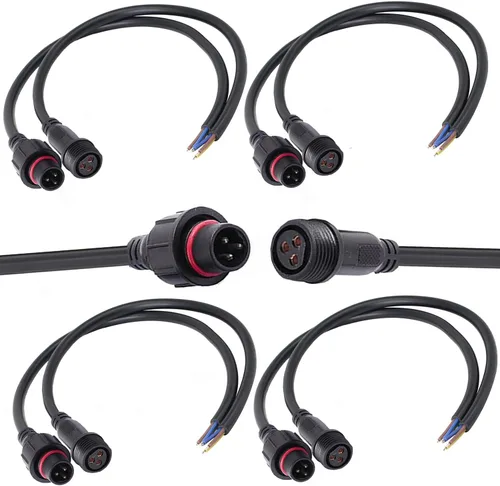 Vista 7 de Conector impermeable de 2 cables, conector LED macho hembra de 2 pines, con cable de extensión IP68 de 16 AWG de 7.9 in para automóvil, barco