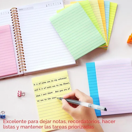 Vista 3 de HQCME - Paquete de 9 notas adhesivas forradas con líneas de 4 x 6 pulgadas, 9 almohadillas de palito pastel