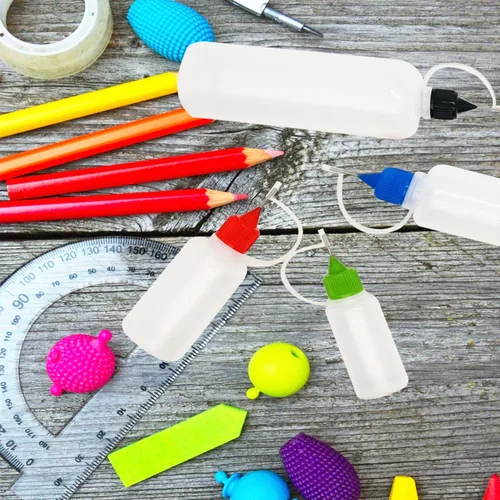 Vista 6 de 12 botellas aplicadoras de punta de precisión de 0.5 onzas, botellas de pegamento de punta de aguja de 6 colores para manualidades de papel