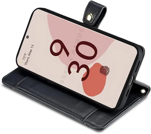 Vista 3 de Asuwish Funda de teléfono para Google Pixel 6 Pro Wallet Cover y protector de pantalla con cremallera para tarjetero, soporte de ranura de cuero