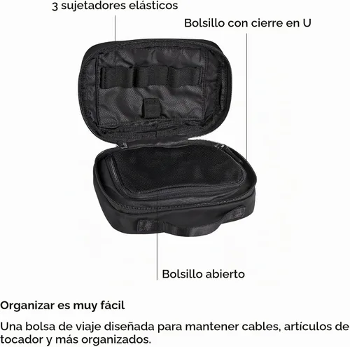 Vista 3 de TUMI - Bolsa de accesorios de equipaje - Neceser de viaje para hombre y mujer, Negro -, Bolsa de accesorios pequeña