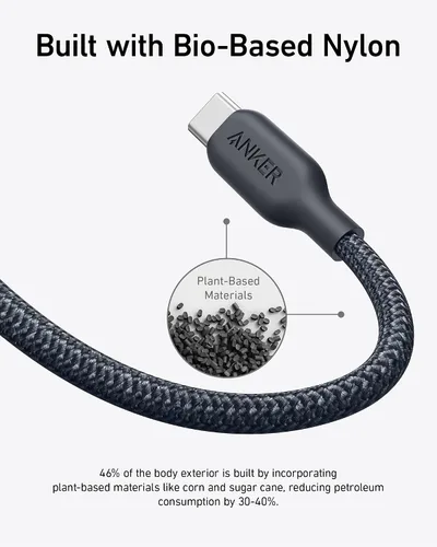 Vista 6 de Anker Cable USB C, carga rápida de 240 W, USB 2.0 (10 pies, negro fantasma)