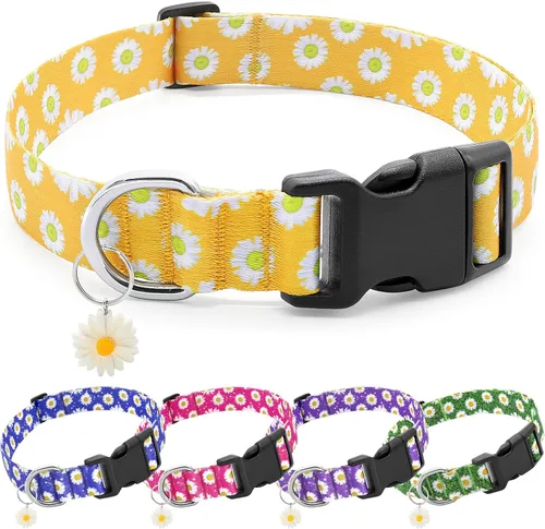 Vista 10 de Collares florales para perros grandes, collares suaves y lindos para perros y niñas, collar de flores bonitas con dijes de margaritas, regalo