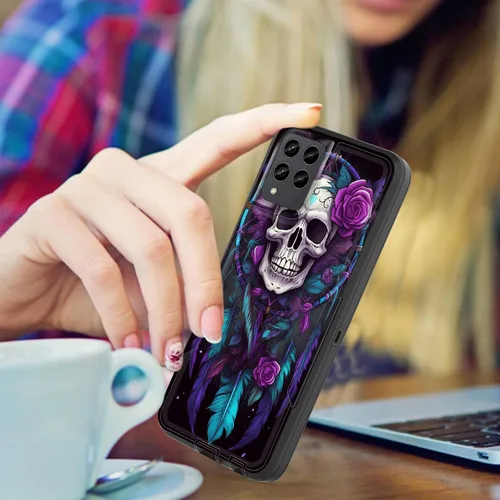 Vista 5 de Funda para Revvl 6 Pro 5G, híbrida de doble capa (tapa a prueba de polvo integrada) (soporte magnético para automóvil) a prueba de golpes