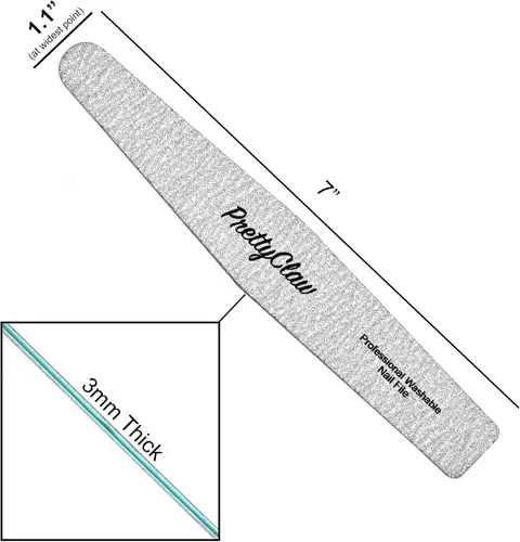 Vista 6 de PrettyClaw 10 limas de uñas profesionales de grano 180/240, limas de uñas acrílicas de diamante de cebra de doble cara, centro de plástico