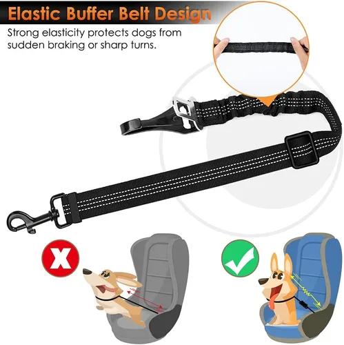 Vista 6 de SlowTon Cinturón de seguridad para perro, correa de cinturón de seguridad ajustable para perro, 2 en 1, cinturón de seguridad para perro