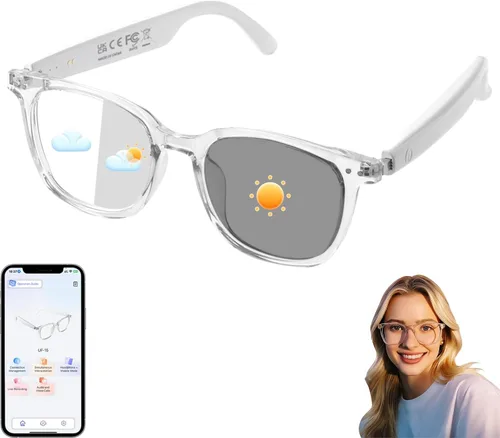 Vista 10 de Gafas Inteligentes Bluetooth para Mujeres, Gafas de Traducción AI Compatible con 165+ Idiomas, Micrófono y Altavoces Integrados, Lentes que Cambian