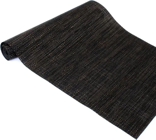 Vista 9 de Textura Diseño Tejido PVC Rectangular Aislamiento Térmico Texteline Camino de Mesa (Todo Negro)