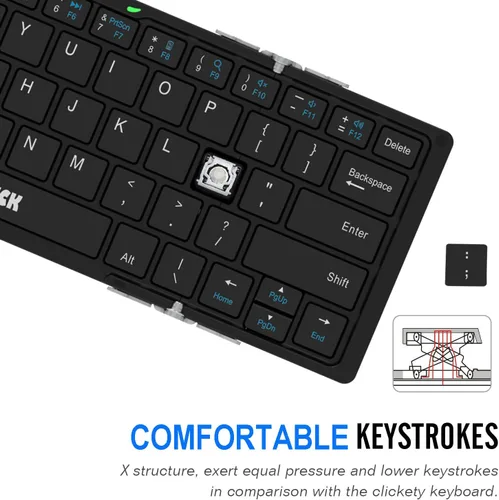 Vista 4 de Arteck Teclado Bluetooth plegable, mini teclado inalámbrico plegable portátil para iOS iPad de 10.2 pulgadas, Pro, Air, 9.7 pulgadas, Mini, Android