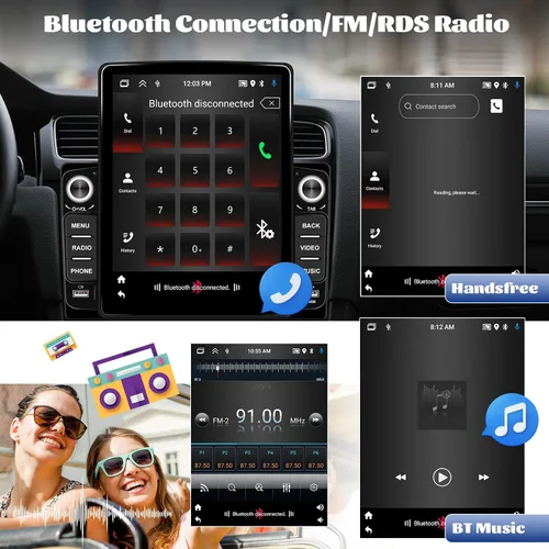 Vista 4 de [2+64G] Android 15 Estéreo de coche doble DIN con CarPlay inalámbrico y Android Auto 9.5" Vertical HD Touch Screen Car Radio,Mirror Link