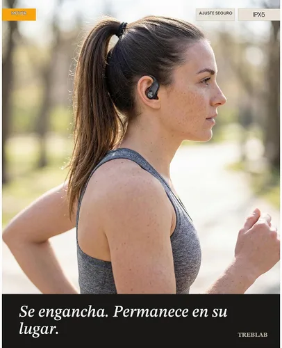 Vista 2 de TREBLAB Auriculares inalámbricos X4 con ganchos para los oídos, batería 253H, micrófono ENC, Bluetooth 5.4, funda de carga USB-C, IPX5 impermeable