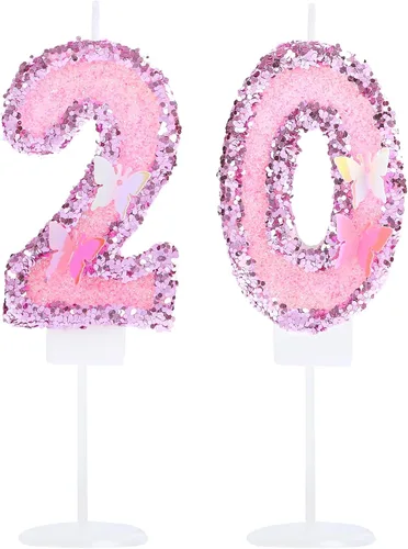 Vista 17 de Decoración de vela 3D con diseño de mariposa rosa número 10