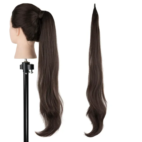 Vista 18 de IMISSU Extensión de pelo Cola de caballo Cabello flexible Colas de caballo Postizos (Negro)