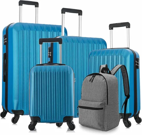 Vista 4 de yotefe Juego de maletas rígidas equipaje de viaje con ruedas juego de maleta maleta giratoria para mujeres y hombres Azul Juego de equipaje