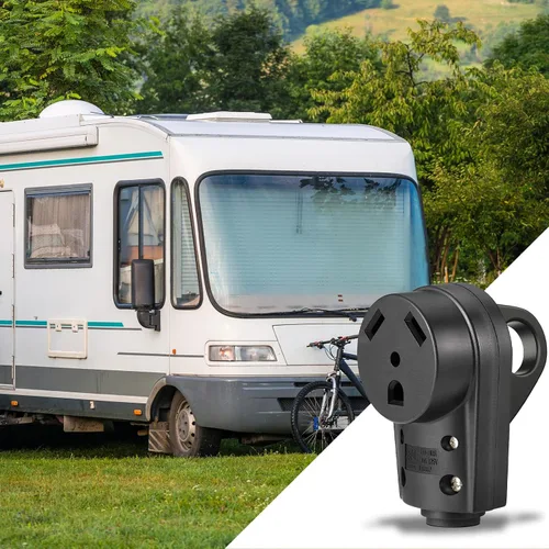 Vista 7 de Enchufe hembra de repuesto de 30 amperios ED-310R resistente 125V 30A con mango de agarre ergonómico, enchufe de 30 amperios para caravana negro