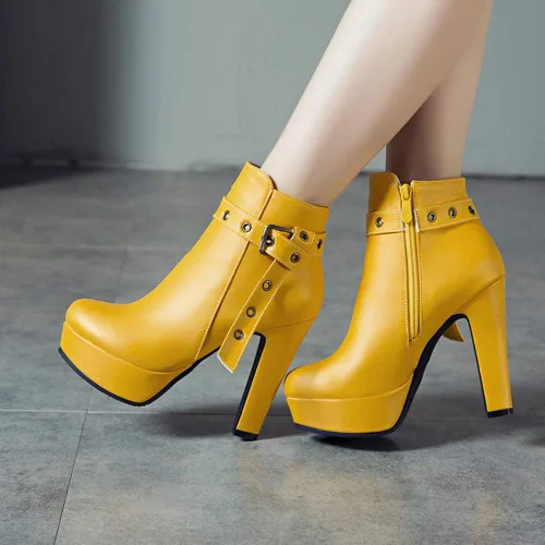 Vista 34 de Scaoruki Zapatos de otoño de moda para mujer, botines de tacón de bloque