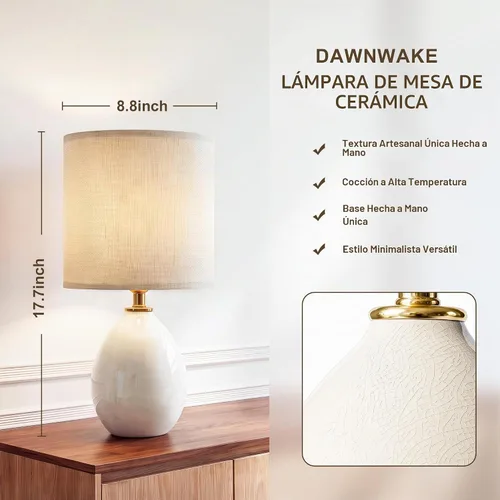 Vista 2 de Dawnwake Juego de 2 lámparas de mesa de cerámica de 17.7 pulgadas para sala