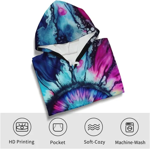 Vista 3 de Novelty Tie Dye Style Hoodies for Men Spiral Streak Print Sweatshirt Pullover