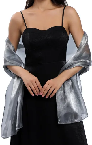 Vista 2 de Aukmla Chales y envolturas para mujer para vestido de noche, boda, fiesta, graduación, bufanda de los años 20, para mujeres y niñas